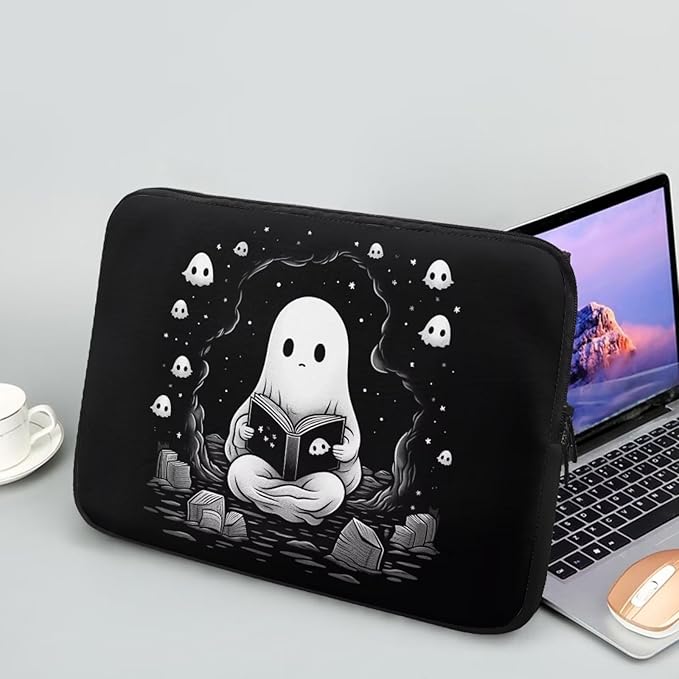 Cute Ghost Laptop Sleeve Case for Women Men 15 inch Laptop Protector with Multiple Uses Portable Computer Sleeve Kawaii Tablet Bag Laptop Carrying Case Gifts for Girls