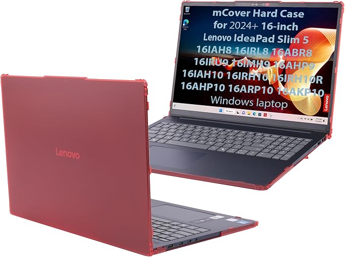 mCover Case ONLY Compatible for 2024-2026 16" Lenovo IdeaPad Slim 5 16AHP10 16ARP10 16AKP10 16IRH10 16IAH10 16IRU9 16ABR8 Series Windows Computers(NOT for Other Lenovo Models)- Red