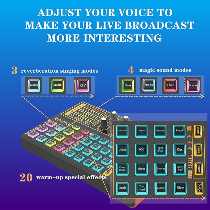 sktome Podcast Equipment Bundle, K300 Sound Card with Podcast Microphone, Audio Interface for Music Recording Karaoke Singing Broadcast (AM200-K300S2)