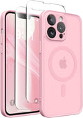 CAPRARO CAPRRO Magnetic for iPhone 13 Pro Max Case, [Compatible with MagSafe] [Full Camera Protection] Shockproof Protective Slim Translucent Matte Phone Case for iPhone 13 Pro Max 6.7'', Peach Pink