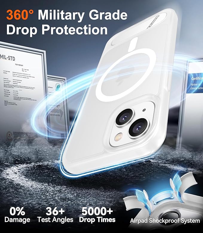 Magnetic Compatible with iPhone 15 Plus Case & iPhone 14 Plus Case, [Built-in Invisible Kickstand][Compatible with MagSafe][Military Grade Shockproof] Slim Translucent Matte Phone Case 6.7"