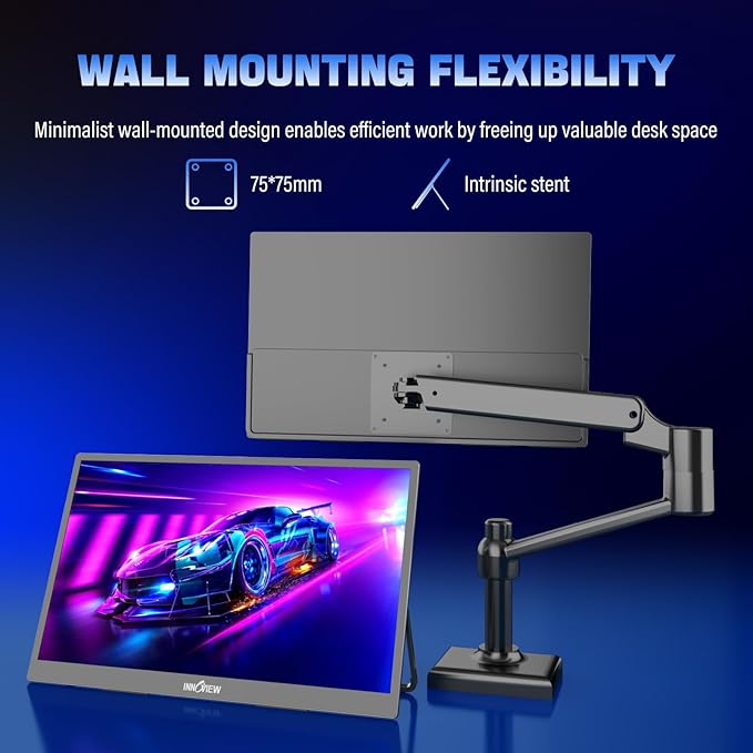 InnoView 2K Portable Monitor for Laptop 18.5" 2560x1440p QHD 120Hz 100% sRGB USB-C Standard HDMI Gaming Monitor,HDR Travel External Second Screen for Laptop, PC, Game Consoles