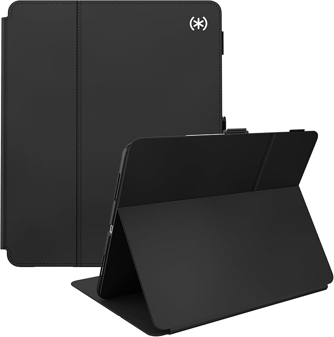 Speck New iPad Air 13 Case (2024) - Fits iPad Pro 12.9 Case (2022/2021, 6th/5th Gen) with Pencil Holder, Drop & Camera Protection, Slim Multi Range Stand, Balance Folio - Black/Black/White
