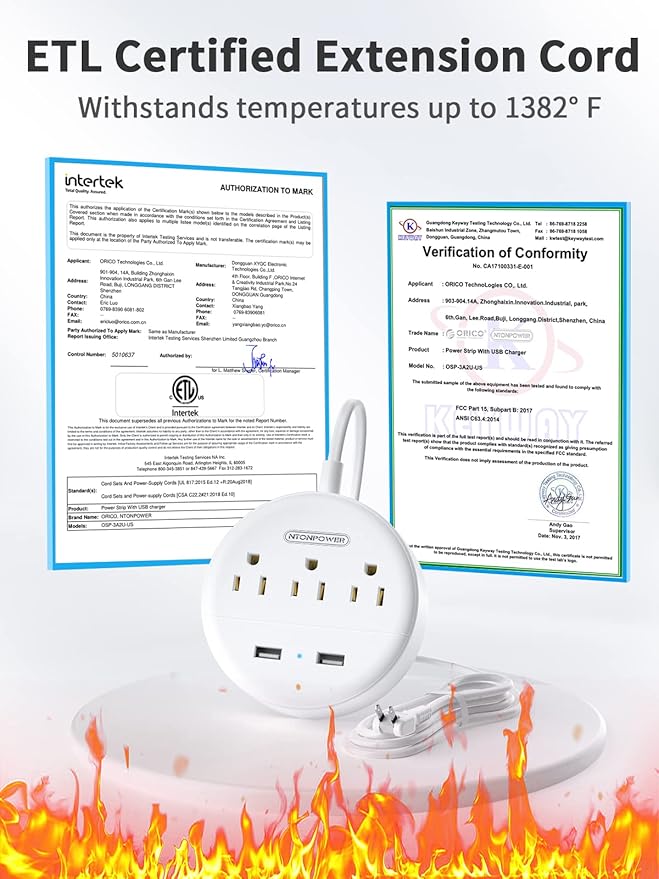 NTONPOWER 2 Prong Power Strip, 9.8ft Extension Cord with Polarized Plug, 3 Prong to 2 Prong Outlet Adapter, 3 Outlets 2 USB Charging Ports, Wall Mountable, Ideal for Old House Non-Grounded Outlets
