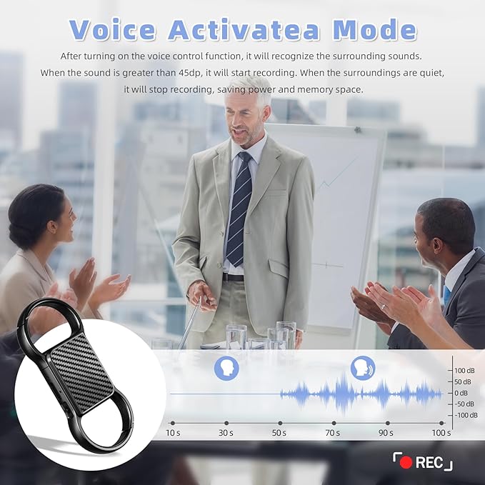 128GB(9200 Hours) Keychain Voice Recorder,Audio Recording Device with Triple Noise Reduction,Voice Activated Recorder,HD Playback for Lectures,Meetings,Interviews