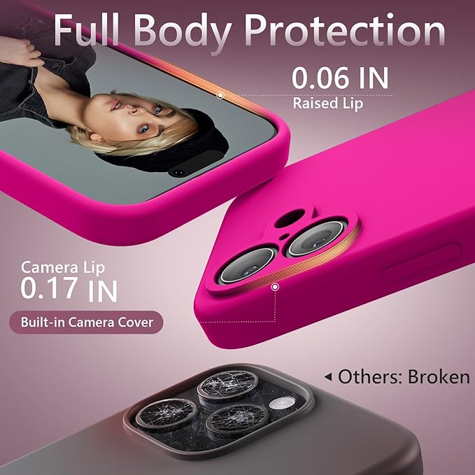 FireNova Magnetic for iPhone 17 Case, Compatible with MagSafe, [Integrated Silicone Camera Control Button] [Camera Protection] Anti-Scratch Microfiber Lining Phone Case, 6.3", Hot Pink