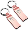 MOSDART Waterproof 64GB USB2.0 Flash Drive, exFAT Metal Memory Stick with Keychain, for System Back, Data Storage, Rose Gold(Pack of 2)
