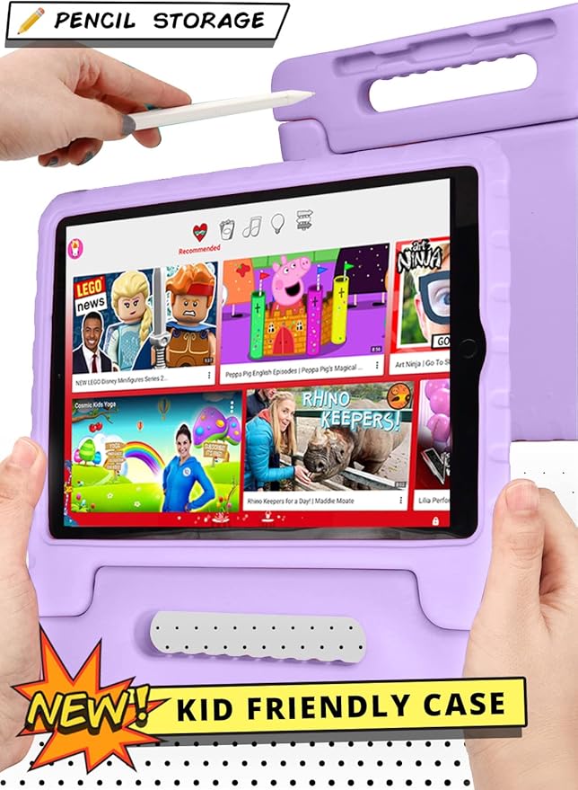 Official Cooper Dynamo Kids iPad Pro 12.9 Case for 1st/2nd Generation (2015/2017) | Unbreakable Protection, Magic Handle, Stand & Pencil Holder (NOT for 2018-2022 3rd-6th Gen) (Lollipop Violet)