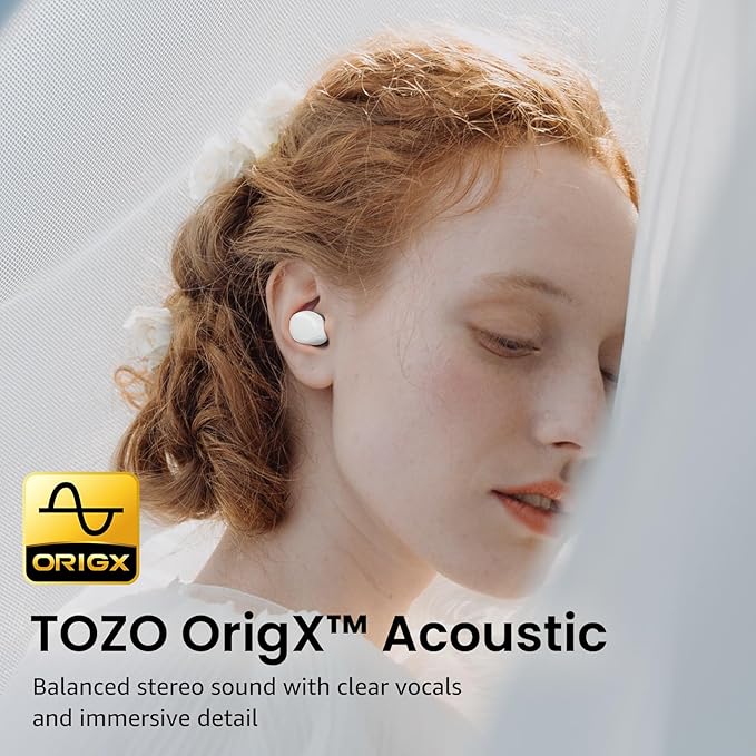 TOZO A1 Wireless Earbuds Bluetooth 5.3 Light Weight in Ear IPX5 Waterproof Headphones 2 Mic for AI Calls, Immersive Premium Sound Bass Headset with Charging Case, 32 Presets EQ Customization via App