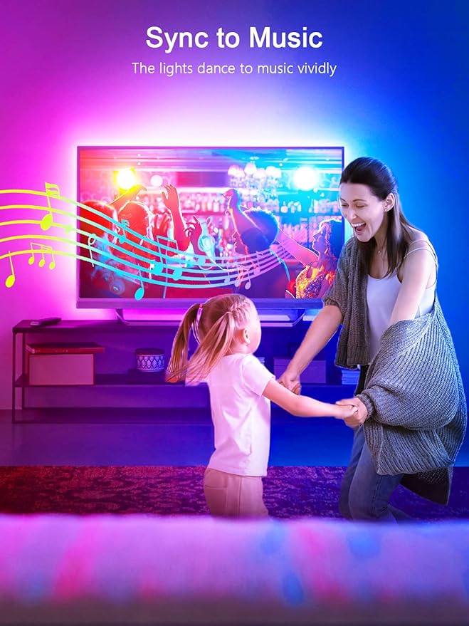 KANTUTOE TV Backlights, 13.1FT LED Lights for 32-65 Inch TV, RGB TV LED Lights Behind, Music Sync Bluetooth APP and Remote Control TV LED Strip Lights USB Powered for Gaming/Bedroom