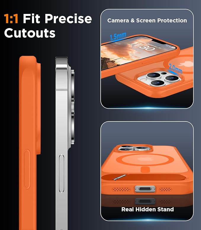 Magnetic Compatible with iPhone 13 Pro Case, [Built-in Invisible Kickstand][Compatible with MagSafe] [Military Grade Shockproof] Slim Translucent Matte Phone Case for iPhone 13 Pro 6.1"
