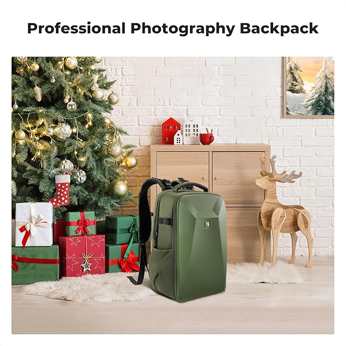 K&F CONCEPT Camera Backpack,Hardshell Photography DSLR Camera Bag with 15-15.6 Inch Laptop Compartment Hard Shell Camera Case Compatible with Canon/Nikon/Sony/DJI Mavic Drone