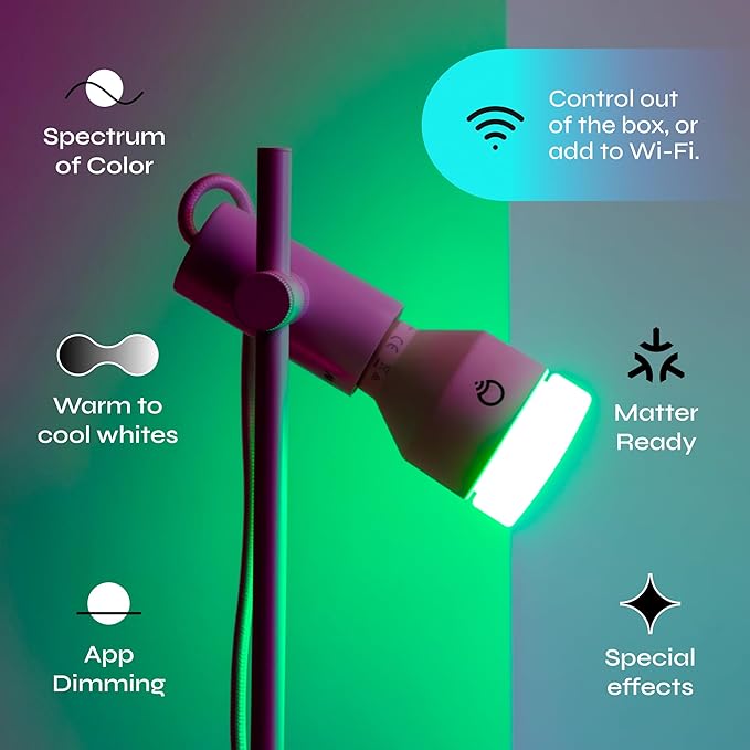 LIFX Smart Light Bulbs A19 E26 (2 Pack), Color Changing RGB + Warm White 1100 Lumens Tunable LED, 11W, Matter Compatible, Apple HomeKit, Alexa & Google Home, Dimmable