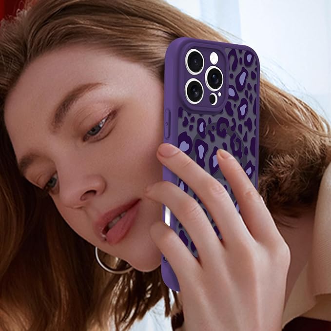 KANGHAR Case for iPhone 16 Pro Max Purple Leopard Printed Pattern Cute Cheetah [Compatible with Magsafe] Protective Magnetic Case for Girls Women 6.9"