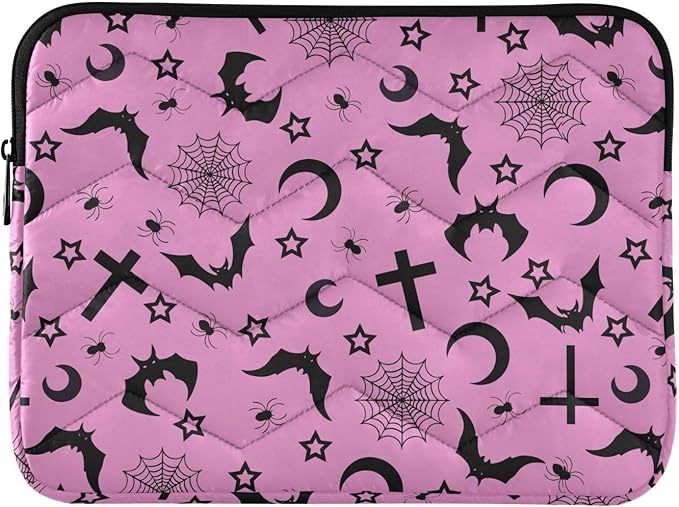 Cute Laptop Sleeve 13 inch Bats Crosses Stars Gothic Laptop Bag 14 inch Waterproof Computer Bag for Women Laptop Accessories Computer Cover Bag for Tablet Men, A06D24018