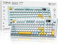 Tri-Mode Wireless Keyboard, BT/2.4G/Wired, Silent Membrane, RGB Backlit, Display Screen & Multimedia Knob, 94 Keys PBT Keycaps for PC Home Gaming Office Use