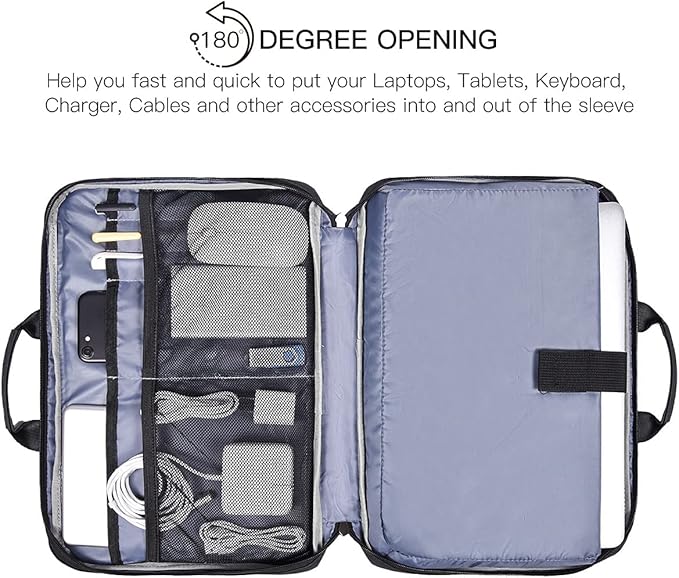 14 15 Inch Waterproof Laptop Sleeve Men Women TSA Briefcase for MacBook Pro 14 M5/M4/M3/M2/M1, Macbook Air 15 M5/M4/M3, Dell Inspiron 14/XPS 15, Lenovo Acer HP ASUS Chromebook 14 Carring Case, Black