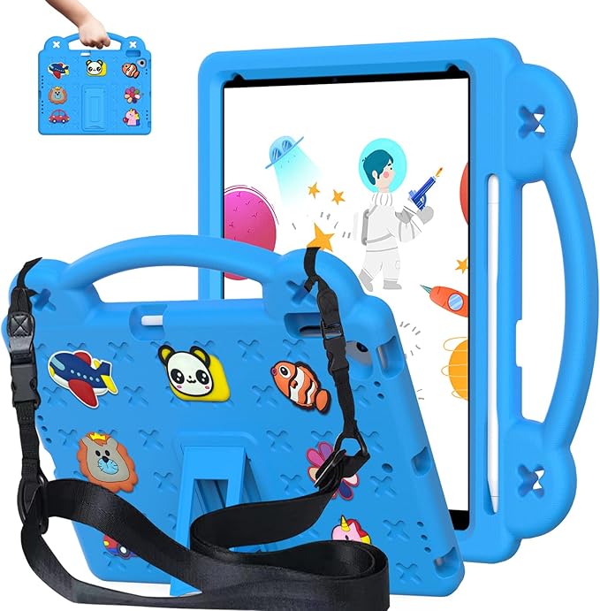 AKABEILA Compatible with ONN 10.1(4nd Tablet Case,Gen) 2024/Teclast M50 HD 10.1/Teclast M50 pro 10.1(2023)/Blackview Tab 80 10.1(2023) Tablet Case, Shockproof Case with Shoulder Strap Sky Blue