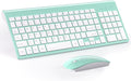 TopMate Wireless Keyboard and Mouse Ultra Slim Combo, 2.4G Silent Compact USB 2400DPI Mouse and Scissor Switch Keyboard Set with Cover, Batteries Included, for PC/Laptop/Windows/Mac - Mint Green