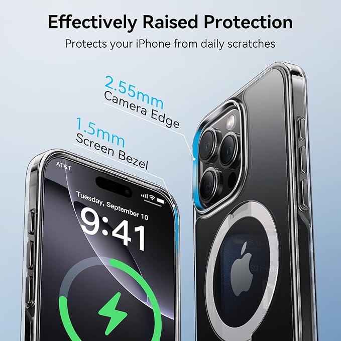 CASEKOO Ultra Magnetic for iPhone 16 Pro Max Case with Invisible Stand [Compatible with MagSafe] [16FT Military-Grade Protection] Phone Grip Transparent Slim 16 Pro Max Cover 6.9'', Clear