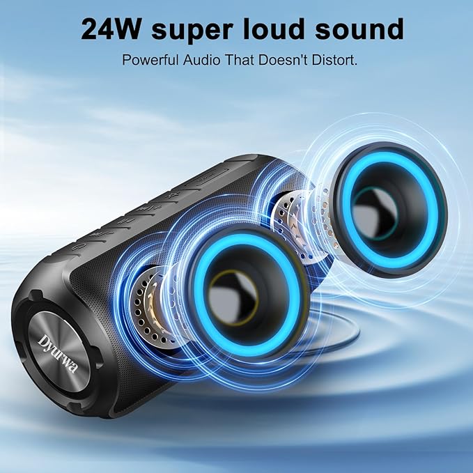 Bluetooth Speaker with 360°HD Stereo Sound, BT5.3, Built-in Mic, RGB Lights, 2025 NEW Portable Wireless Speaker IPX7 Waterproof, Dustproof, 12H Playtime for Outdoors, Home/Travel/Praty Beach Black