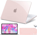 MecBevia for MacBook Neo Case 13 inch 2026 Release Model A3404 with A18 Pro Chip, Hard Shell Case with Keyboard Cover, Screen Protector, Type C, Crystal Blush