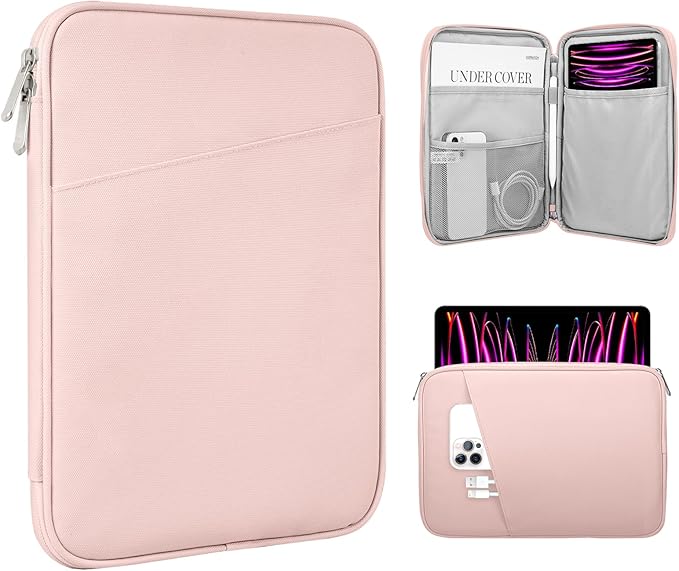 TiMOVO 13 Inch Tablet Sleeve with Pocket for iPad Air 13" M3 2025, iPad Pro 13"/12.9", Galaxy Tab S9/S10 Plus/S9 FE+ 12.4", Remarkable Paper Pro 11.8", Pink