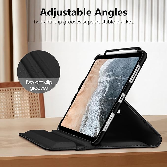 Fintie Rotating Case for iPad Pro 11-inch (M5) 2025 / (M4) 2024 - [Built-in Pencil Holder] 360 Degree Swiveling Smart Stand Protective Cover, Auto Sleep/Wake, Black