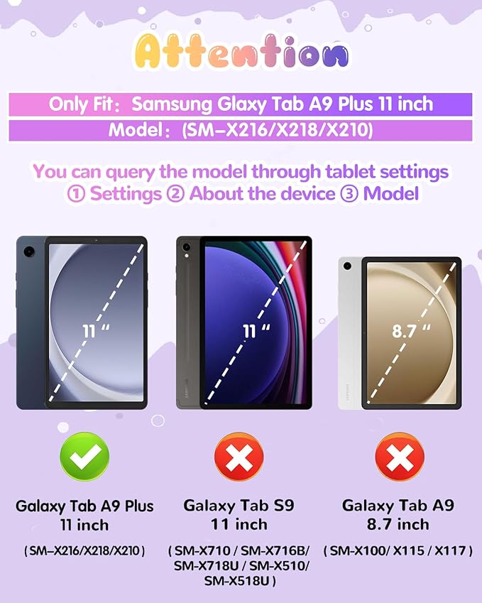 Lotadilo Cute Case for Galaxy Tab A9 Plus 11 Inch 2023 - Silicone 3D Design for Girls Women Teens Girly Kawaii Funny Cartoon Soft Stand with Lanyard for Samsung A9 Plus Tablet Case, Red