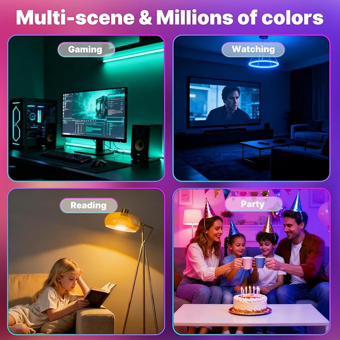 MOES Matter WiFi ST64 Edison Smart Bulbs, Color Changing Light Bulb, 16 Million RGB Colors & Tunable White, Works with Apple Home, Alexa, Google Home, E26 Dimmable 5W (40W Equivalent), 2-Pack