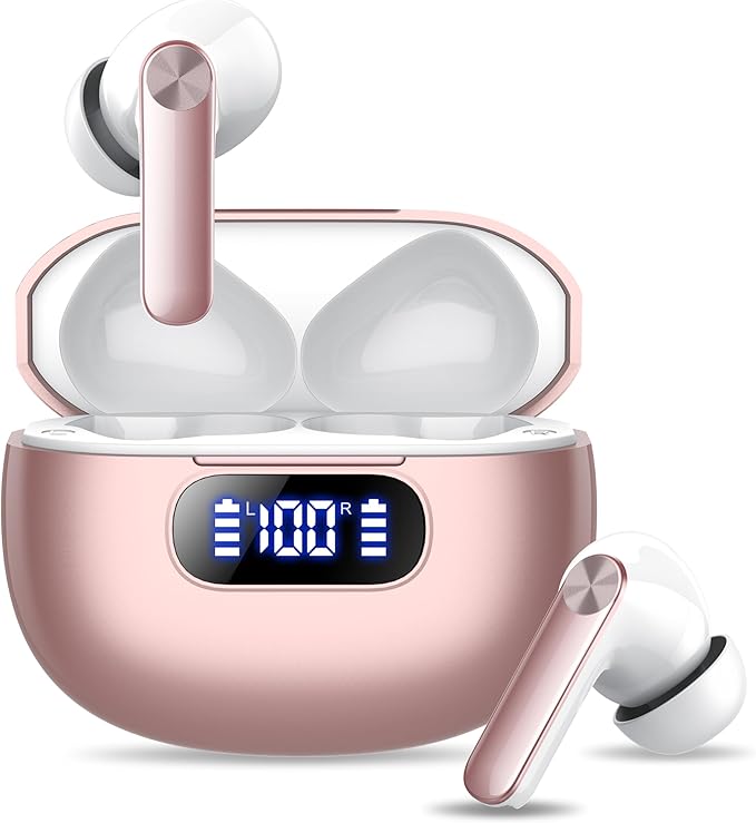 Wekily Wireless Earbuds, Bluetooth 5.3 Headphones LED Power Display, 2025 New Wireless Earphones, 4 ENC Noise Cancelling Mic, HiFi Stereo, 48H Playtime Mini Case IP7 Waterproof for iOS Android