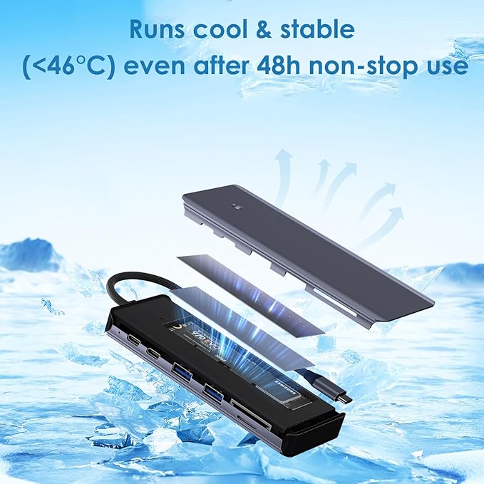 7-in-1 USB C Hub with M.2 NVMe SSD Enclosure, 10Gbps USB-C/3.1 Gen2, 100W PD, USB 2.0, PCIe 3.0 Support for MacBook Pro & Type-C Devices