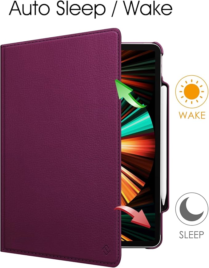 Fintie Rotating Case for iPad Pro 12.9-inch 6th Generation 2022-360 Degree Swiveling Protective Cover with Pencil Holder, Auto Sleep/Wake, Also Fit iPad Pro 12.9" 5th/4th/3rd Gen, Purple