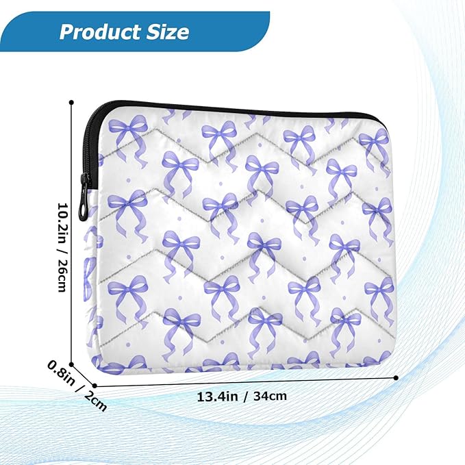 Laptop Case Sleeve, Purple Ribbon Bow Dots Pattern Shockproof Protective Computer Carrying Cover, Briefcase Handbags 13-13.3inch Laptop Sleeve Bag