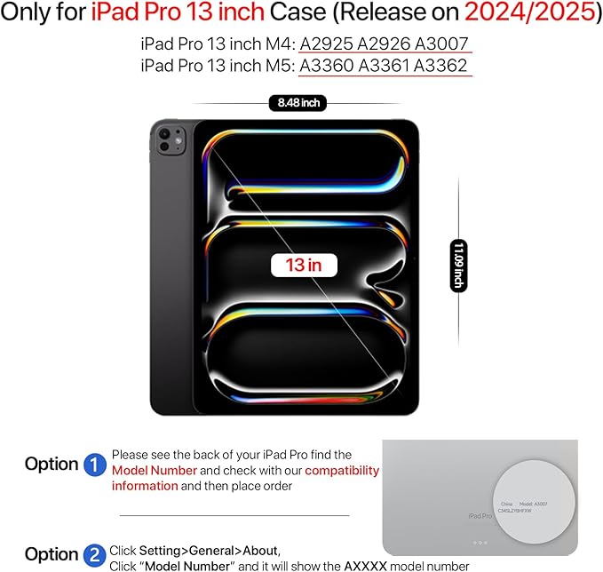 for iPad Pro 13 inch Case M5/M4 (2025/2024), Multi-Angle Y Fold Stand Magnetic Premium PU Leather Full Protective Case with Hidden Pencil Holder (Midnight Black)