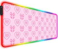 RGB Pretty Pink Love Bows Gaming Desk Mat, Computer Keyboard Large Extended Long Girly LED Mouse Pad for Office and Home, XL (W13)