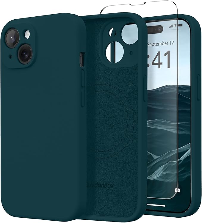 Magnetic for iPhone 14 Case, Compatible with MagSafe, [Full Camera Protection][Screen Protector] Silicone Shockproof Protective Phone Case for iPhone 14 6.1 inch, Deep Blue