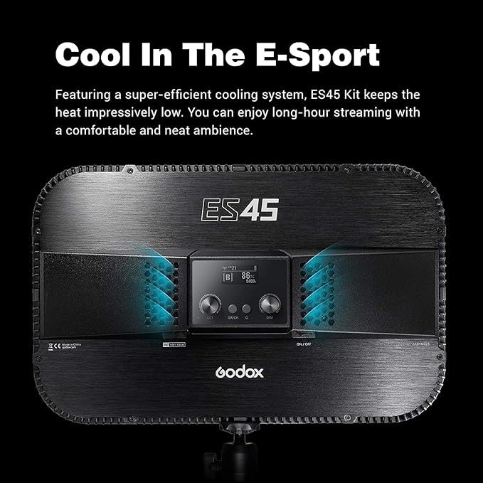 Godox ES45 Key Light, LED Video Light with Extendable Desk Stand, 0-100% Brightness & 2800-6500k Color Temperature Adjustment, APP/Remote Control, Soft Light Panel for Streaming, Zoom Calls, YouTube