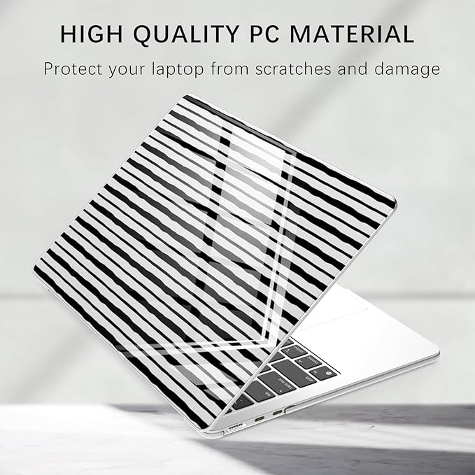 Compatible with MacBook Pro 13 inch Case M2 2025, 2024-2016 A2338 M1 A2251 A2289 A2159 A1989 A1708 A1706, Cute Black Stripe Protective Hard Shell Clear Cover for Mac Pro 13
