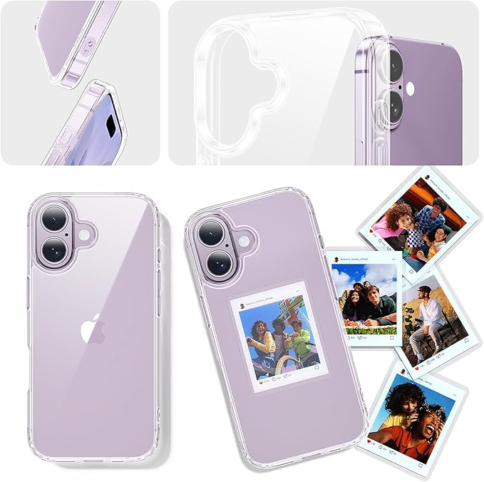 toushion 3 in 1 for iPhone 17 Case Clear,Yellowing-Resistant Acrylic Back, Screen Protector *1 & Camera Lens Protector*1, Shockproof for Phone Cover 6.3 inch