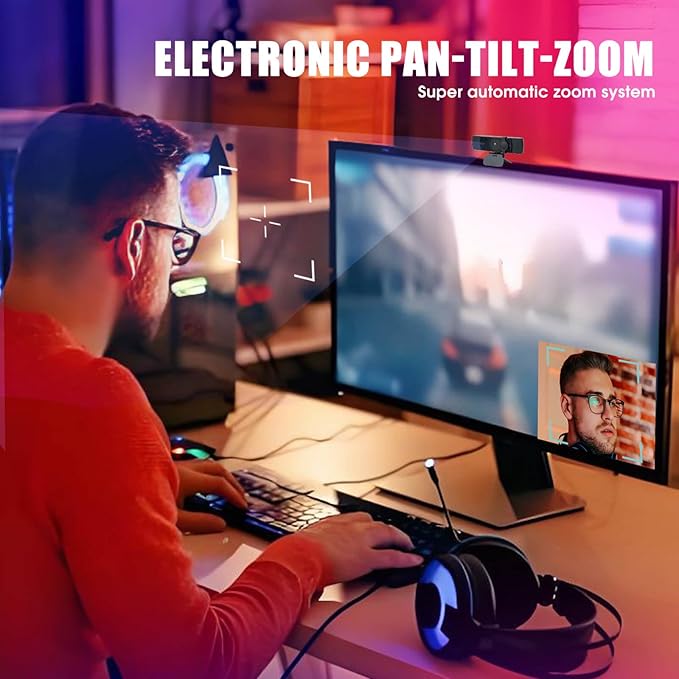 4K Webcam for PC & Laptop - Ultral HD 4K, AI Autofocus, Support DZoom and ePTZ, Built-in Noise-Canceling Mics and Slidable Privacy Cover for Business Meetings, Conferencing & Video Calls