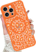 KANGHAR Case for iPhone 16 Pro Max Orange Leopard Printed Pattern Cute Cheetah [Compatible with Magsafe] Protective Magnetic Case for Girls Women 6.9"