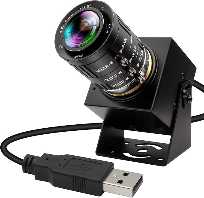 4K Webcam 1080P@120fps USB Steaming Camera with 3.6-10mm Varifocal Manual Lens,12Megapixel UVC Free Driver Compatible Computer, Plug and Play for Conferencing 3D Printer Industrial Security