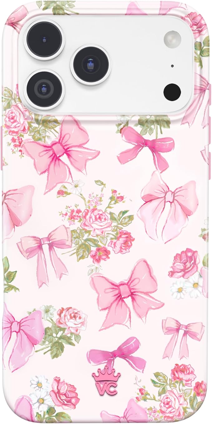 VELVET CAVIAR Case for iPhone 17 Pro Max | Compatible with MagSafe | 10ft Drop Tested | Protective Designer Cases | Posie Pink Bow 2.0
