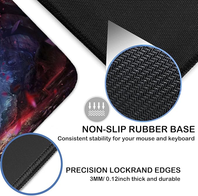 Japanese Large Gaming Mouse Pad 31.5"x15.7"｜ Forest-Themed XXL Keyboard Pad, Mouse Mat, Desk Pad, Non-Slip Rubber Base & Stitched Edges Desk Mat- Big Extended Mousepad for PC/Laptop/Office/Home Decor