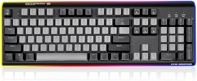 Hexgears GK735 Full-Size Mechanical Gaming Keyboard, Surround Side Light Strip+Backlit Keyboard with Linear Switch, Anti-Ghosting, Double-Shot PBT Keycaps, Compatible with Windows, macOS (Gray-Black)