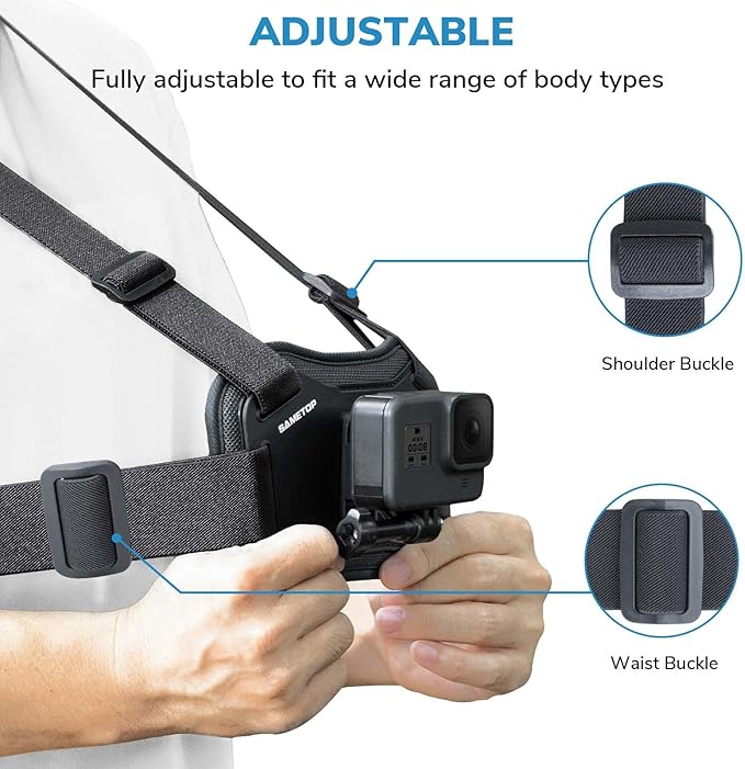 Chest Mount Harness Strap Body Mount Chesty Compatible with GoPro Hero 13 12 11 10 9 8 7 6 5 Session AKASO DJI Osmo Action Cameras - Balance Stability and Comfort Performance