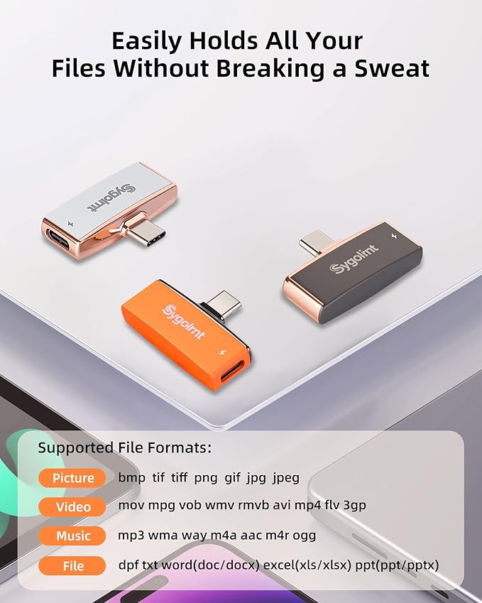 USB C Flash Drive for iPhone Photo Stick 128GB Thumb Drive with Type-C Charging Port, USB Memory Stick for Photos Videos, High Speed Jump Drive External Storage for iPad/Android Phones/PC (Orange)