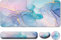 Keyboard Wrist Rest + Mouse Pad with Wrist Support + Desk Mat + Coaster 4 in 1 Set, XXL Large Gaming Mousepad Cute Ergonomic Mouse Pads for Desk Computer Laptop Office Decor-Blue Gold Marble