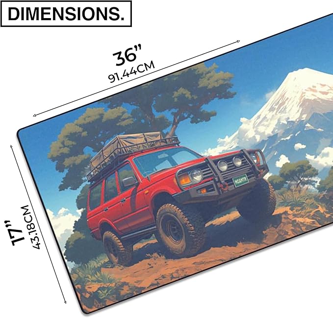 MPCO. Original Large Gaming Desk Mat – 36" x 17" Aeroglyde Manga Motors Osakas-Overlander Full Desk Mouse Pad for Smooth Precision – Non-Slip, Washable Extra-Large PC Mouse Pad for Gaming Sessions